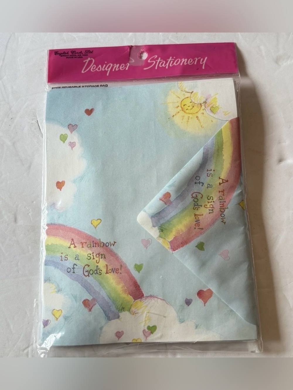 Vintage English Cards Ltd Sealed Stationary Rainbow Sign 30 Sheets‎ 15 Envelopes